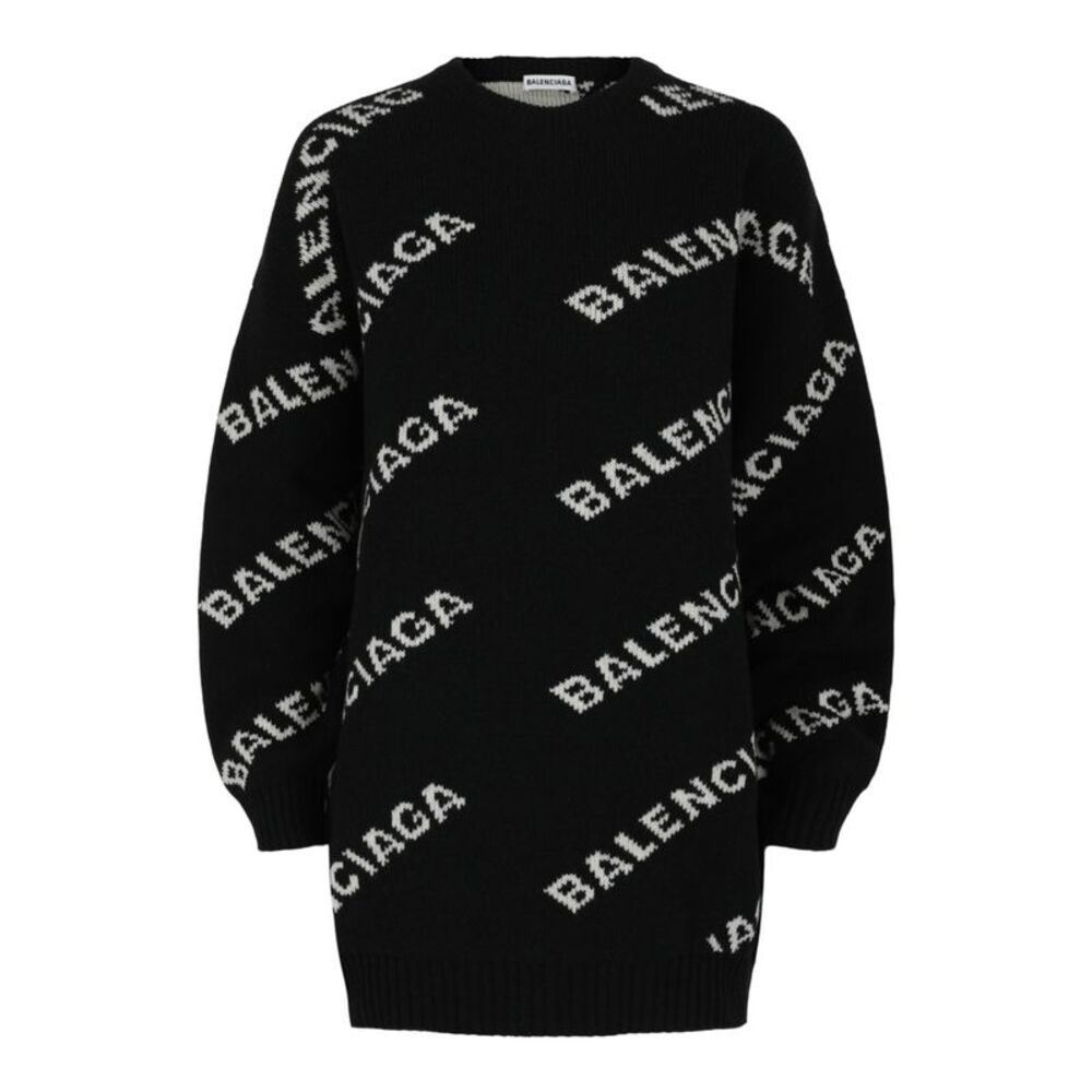Balenciaga Allover Logo Knit Sweater Multi Womens